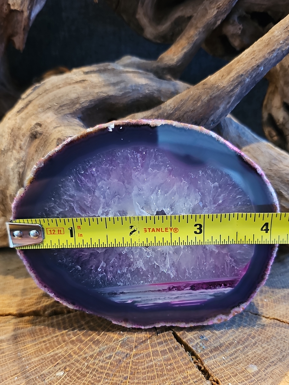 Purple Agate Geode Display Slice With Portal - Picture 3 of 7